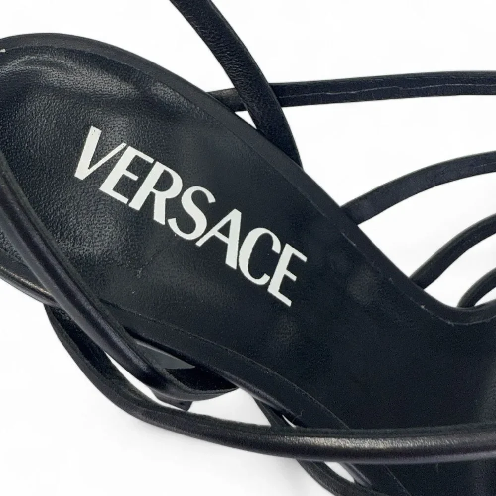 VERSACE Greca Maze Black Medusa Medallion Platform Sandals Size EU39.5